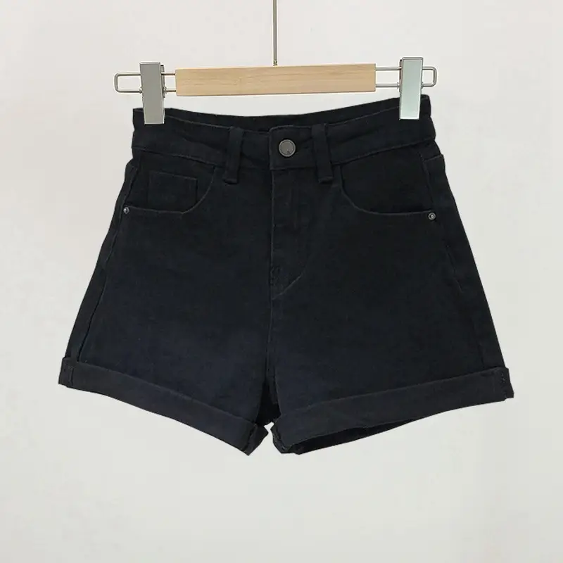 Black High-Waisted Slim Shorts for Women