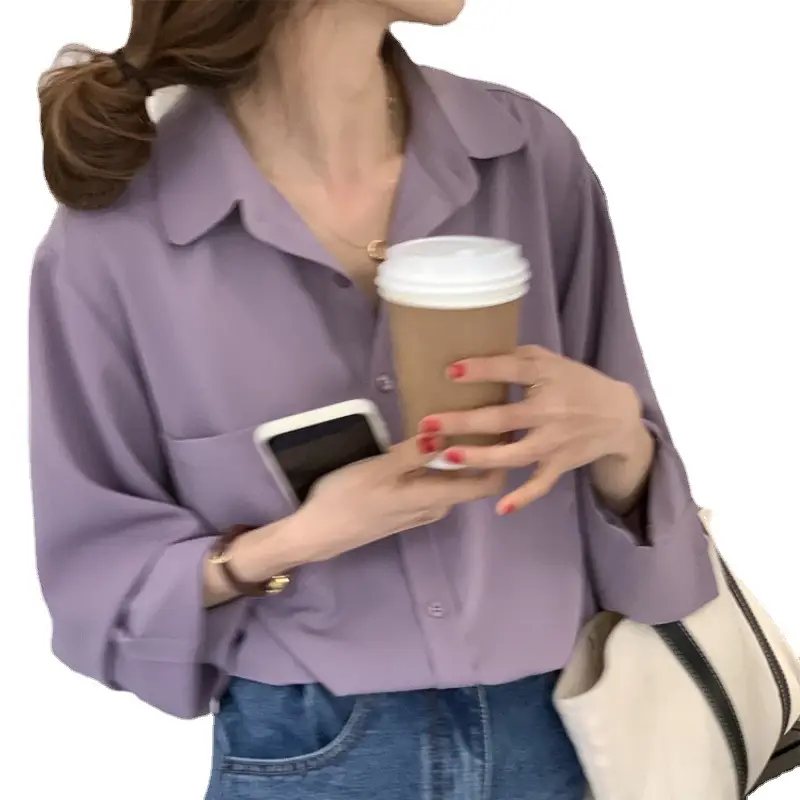 Women's Silk Draped Blouse with Taro Pants