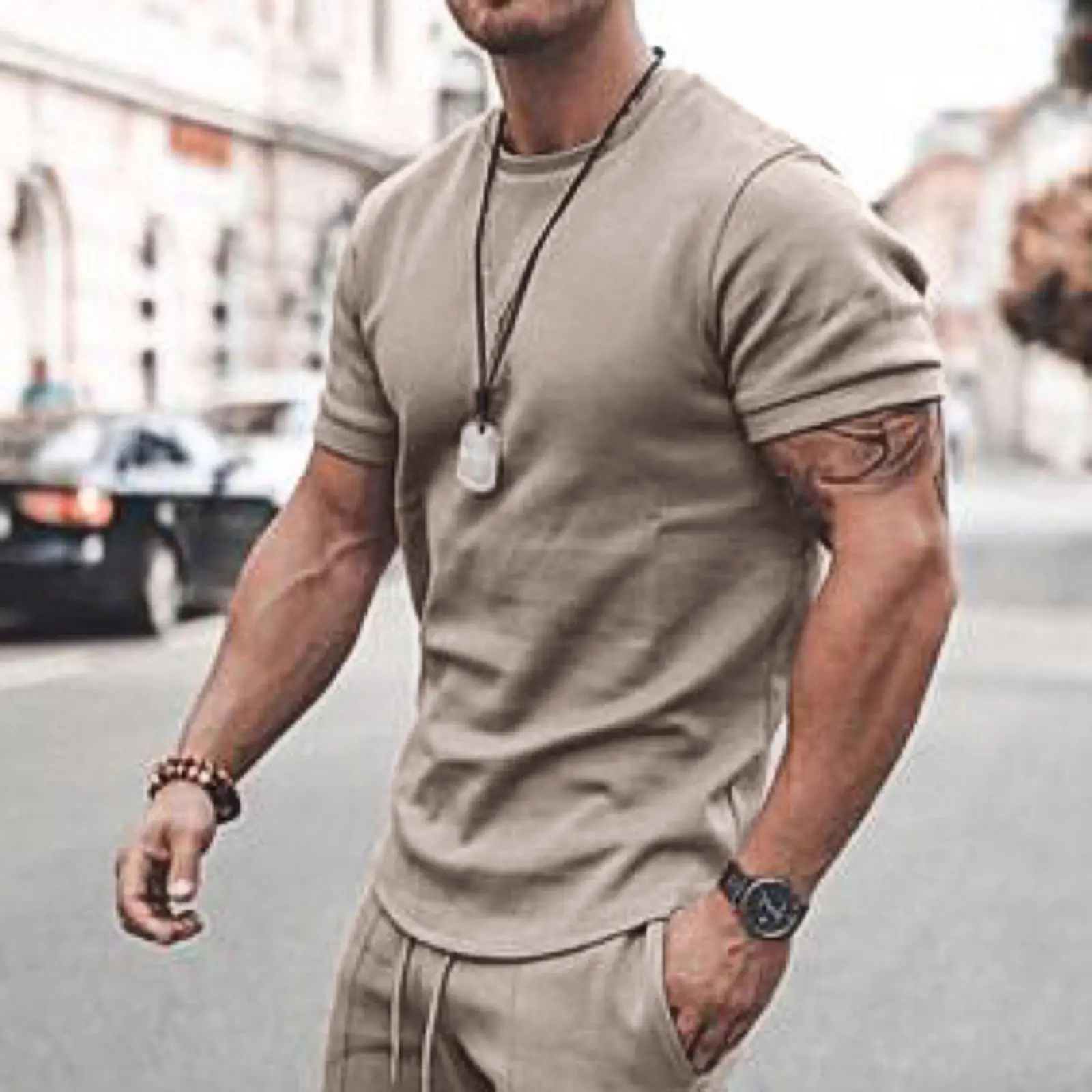 Men White Shorts Suit Summer Sports Wear - Image 5