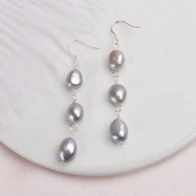 925 Silver Pearl Earrings for Women Elegant Long Drop - Image 2