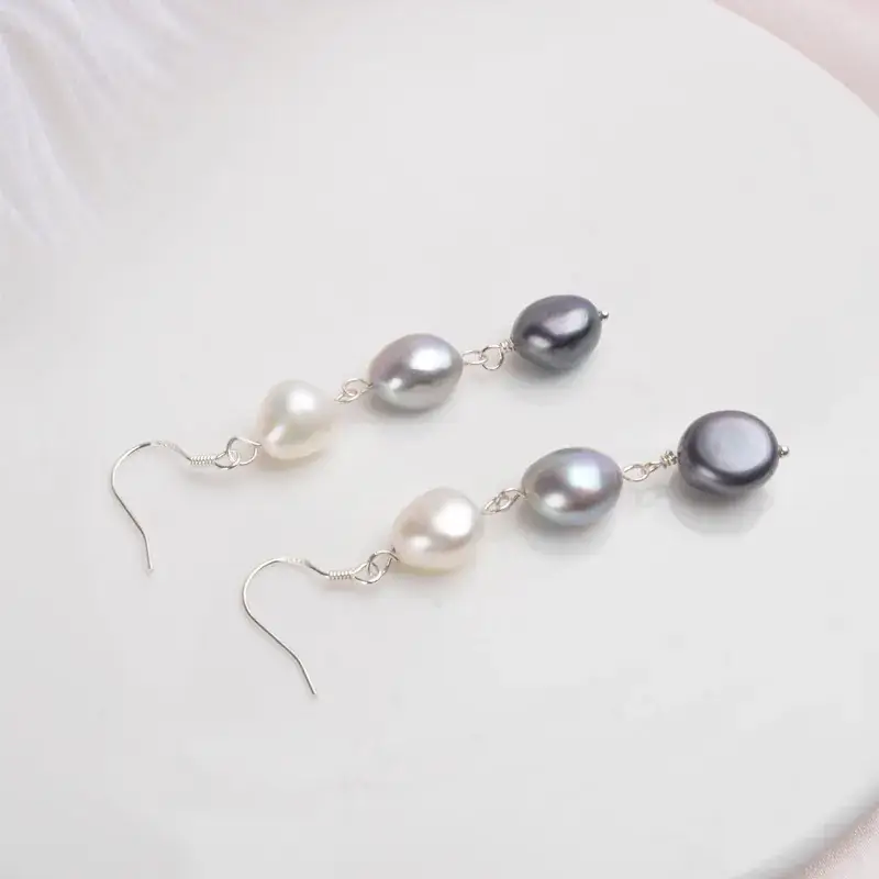 925 Silver Pearl Earrings for Women Elegant Long Drop - Image 4