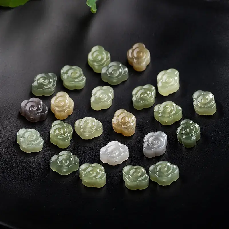 Natural Hetian Jade Bow Lock Xiangyun Back Cloud Jade Handmade Jewelry