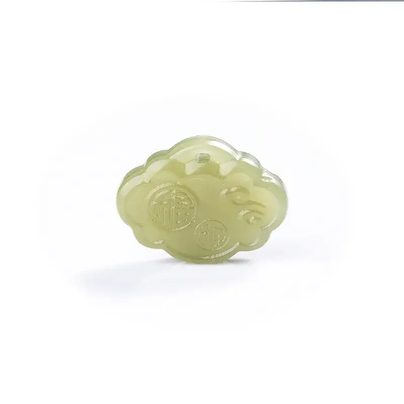 Natural Hetian Jade Bow Lock Xiangyun Back Cloud Jade Handmade Jewelry