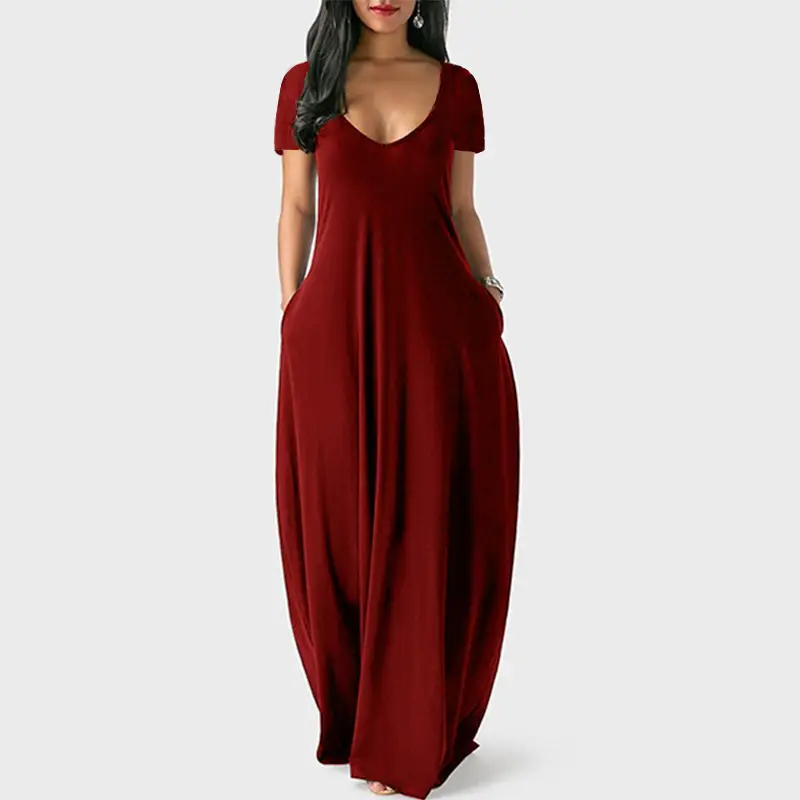 Black Long Sleeve V-Neck Dress for Women Large Size - Image 15