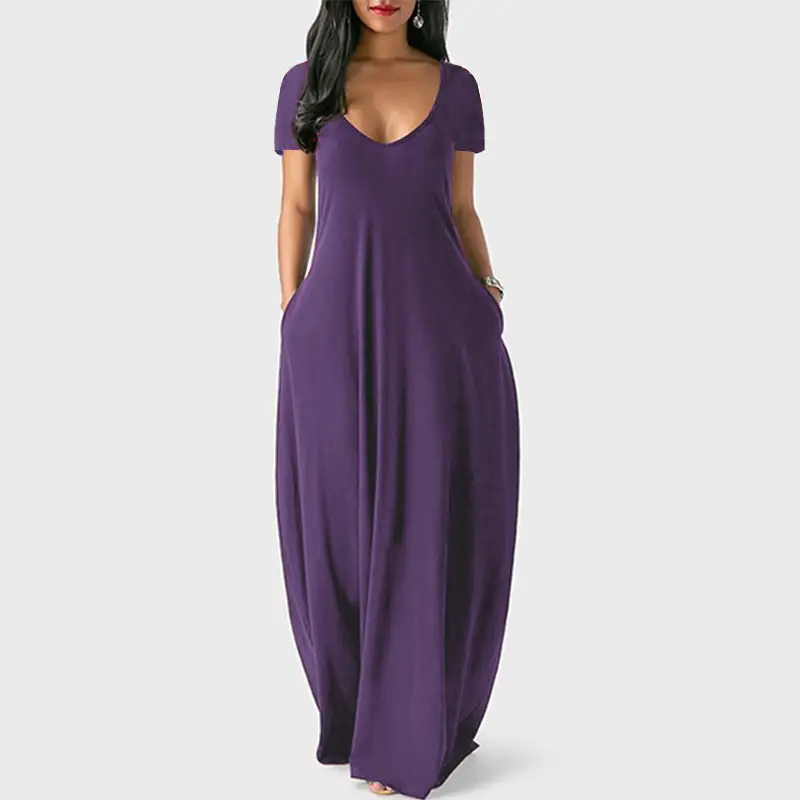 Black Long Sleeve V-Neck Dress for Women Large Size - Image 5