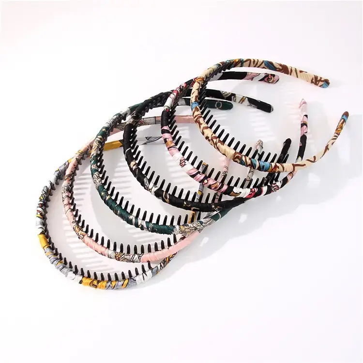 Korean Chiffon Toothed Headband with Printed Design - Image 9