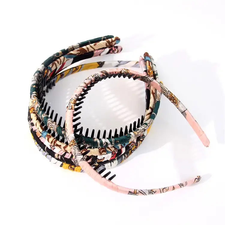 Korean Chiffon Toothed Headband with Printed Design - Image 10
