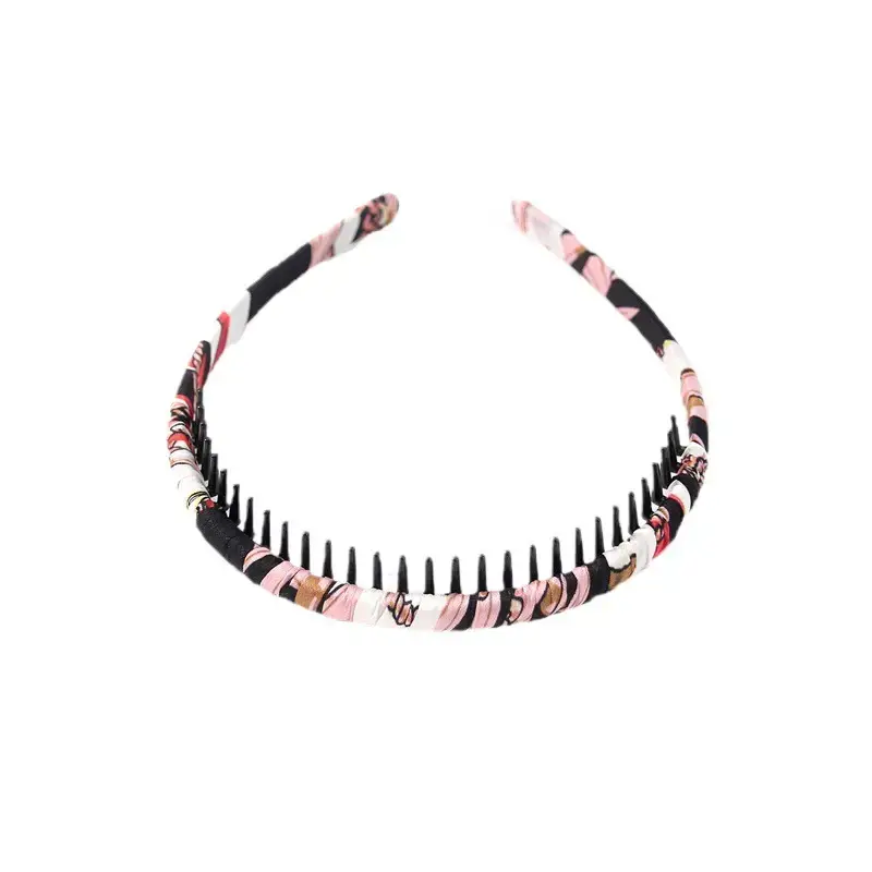 Korean Chiffon Toothed Headband with Printed Design - Image 12