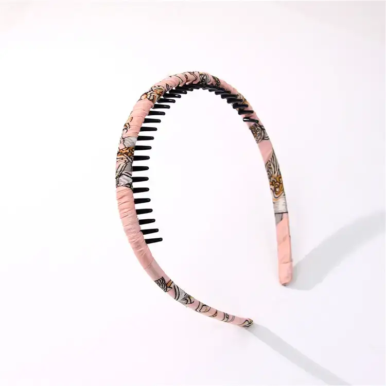 Korean Chiffon Toothed Headband with Printed Design - Image 2