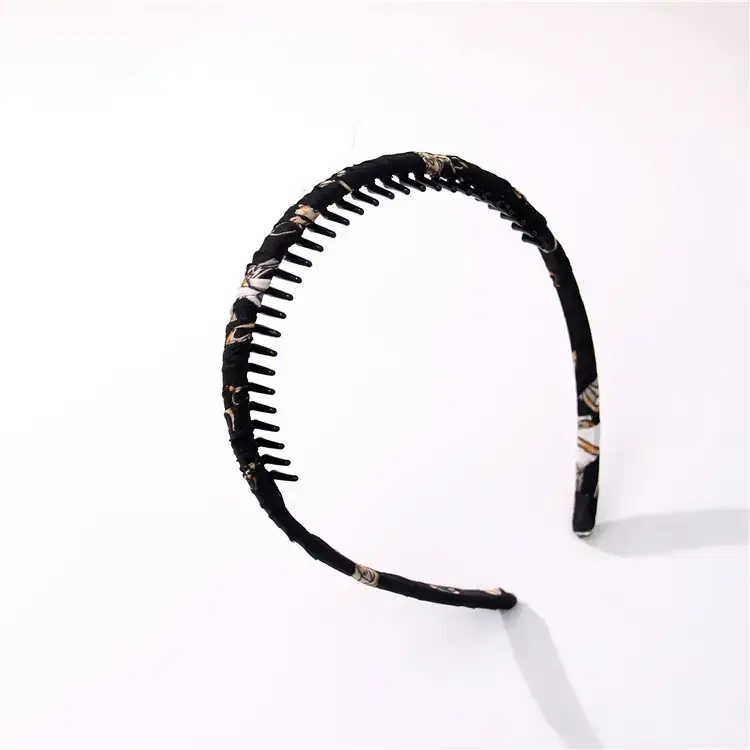 Korean Chiffon Toothed Headband with Printed Design - Image 3