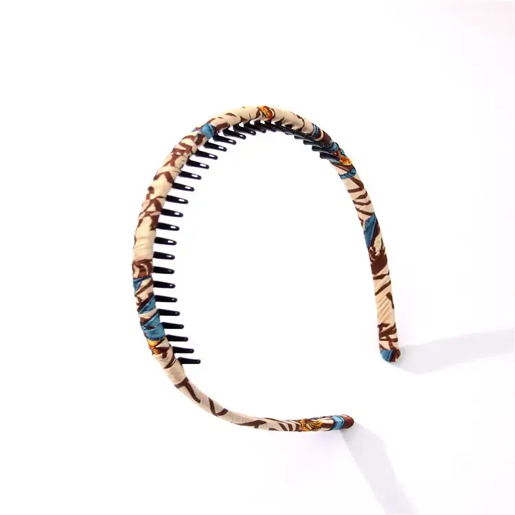 Korean Chiffon Toothed Headband with Printed Design - Image 5