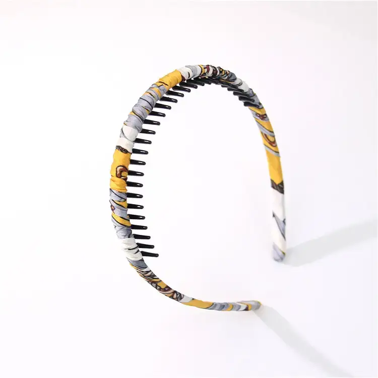 Korean Chiffon Toothed Headband with Printed Design - Image 6