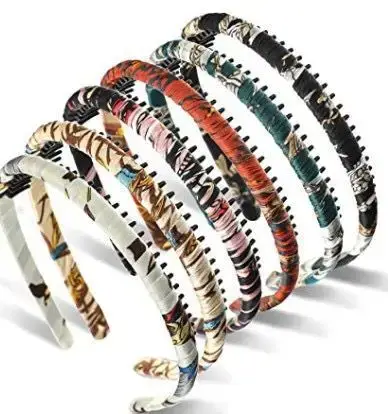 Korean Chiffon Toothed Headband with Printed Design - Image 7