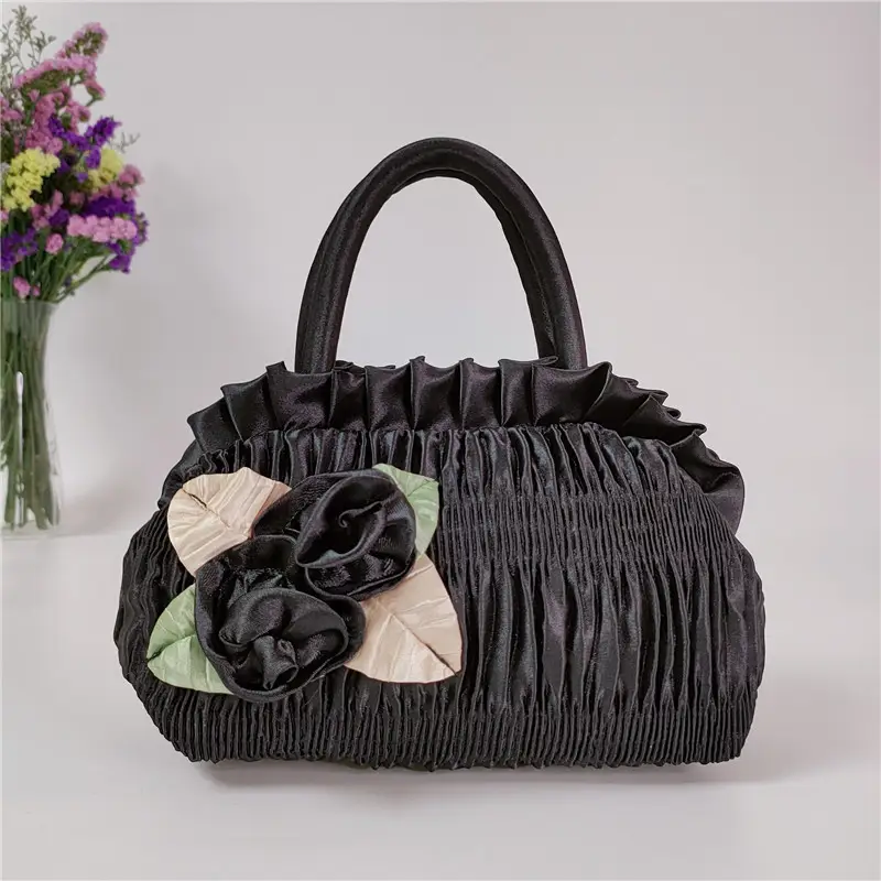Pink Korean Style 7" Mobile Phone Bag with Handmade Flowers - Image 3