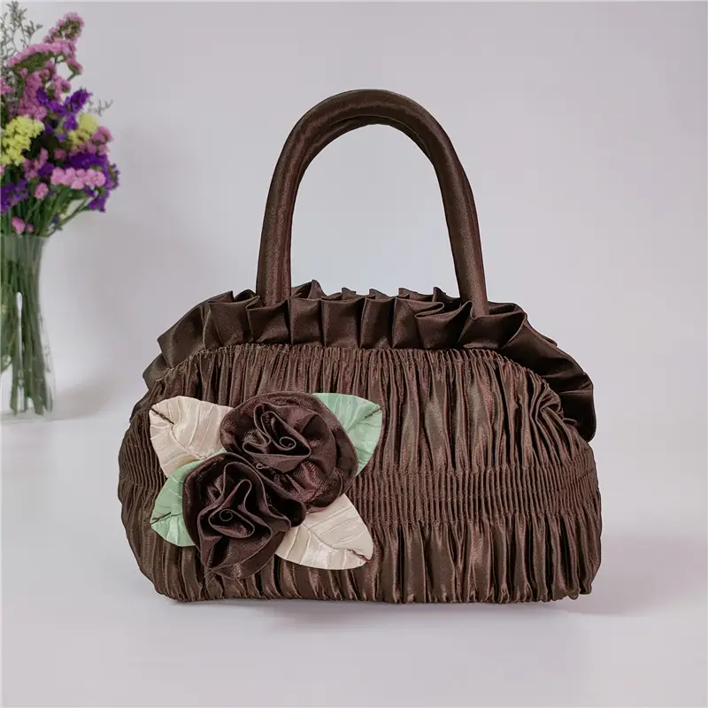 Pink Korean Style 7" Mobile Phone Bag with Handmade Flowers - Image 8