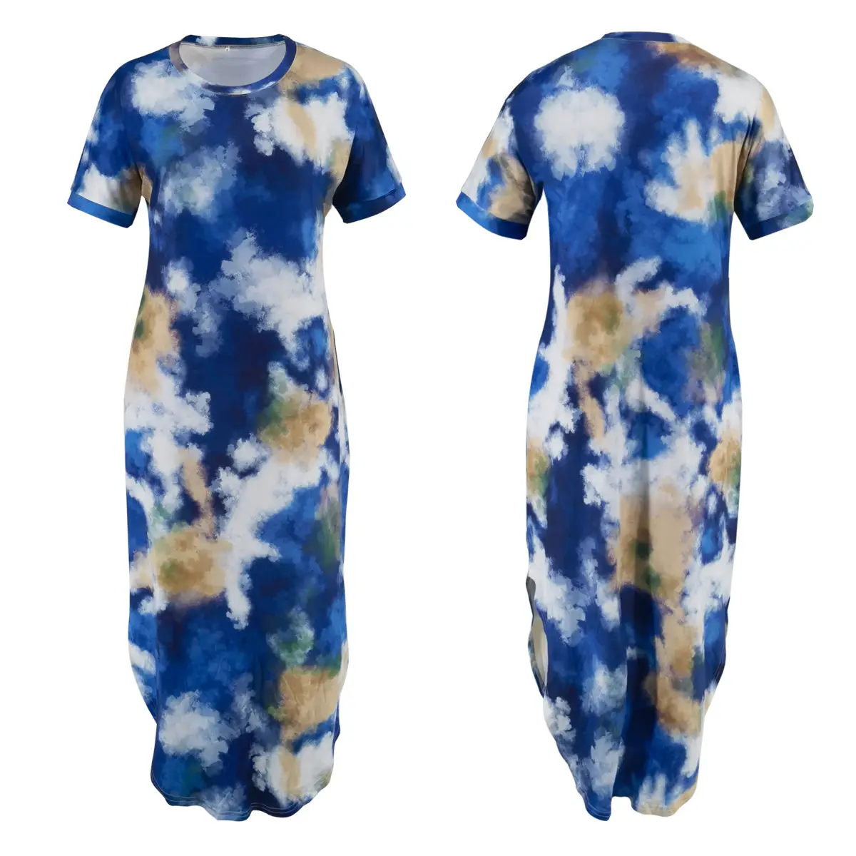 2021 Tie-dye Printed Women's Split Dress Pocket Long Set - Image 9