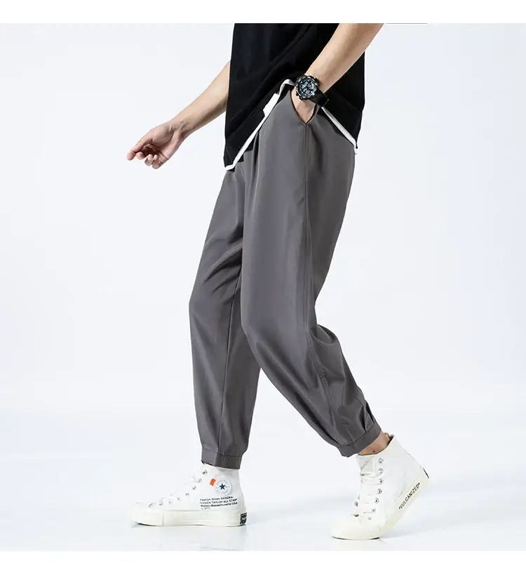 2021 Men's Gray Ice Silk Ankle Pants — feature 19