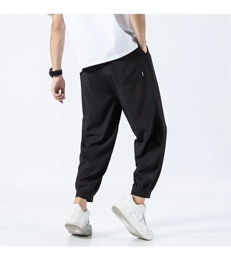 2021 Men's Gray Ice Silk Ankle Pants — feature 20