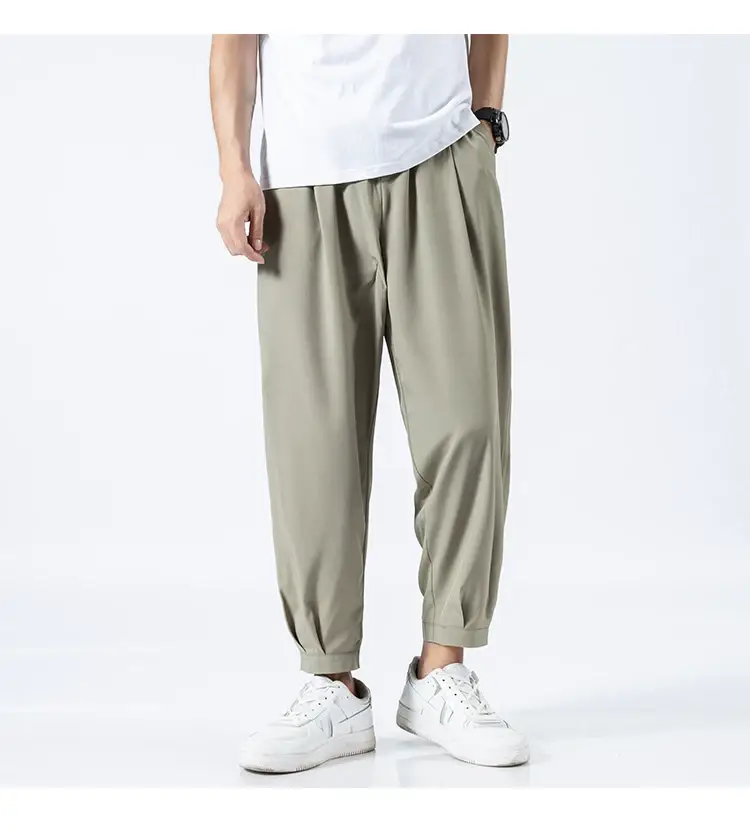 2021 Men's Gray Ice Silk Ankle Pants — feature 22