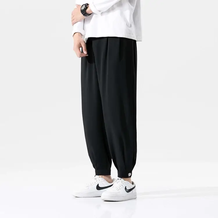 2021 Men's Gray Ice Silk Ankle Pants — feature 23
