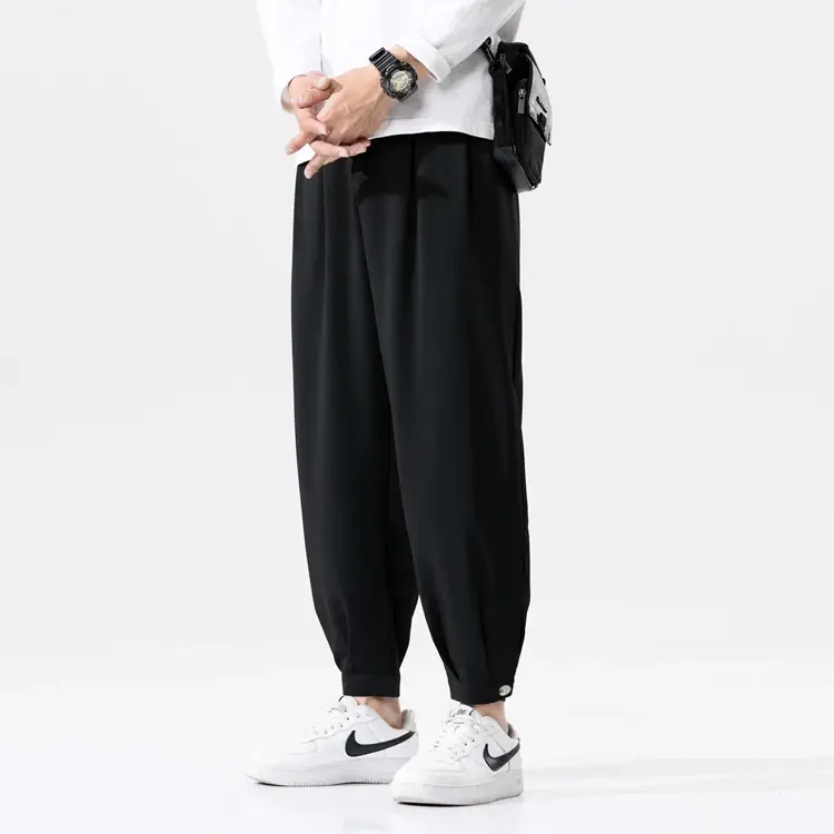 2021 Men's Gray Ice Silk Ankle Pants — feature 24