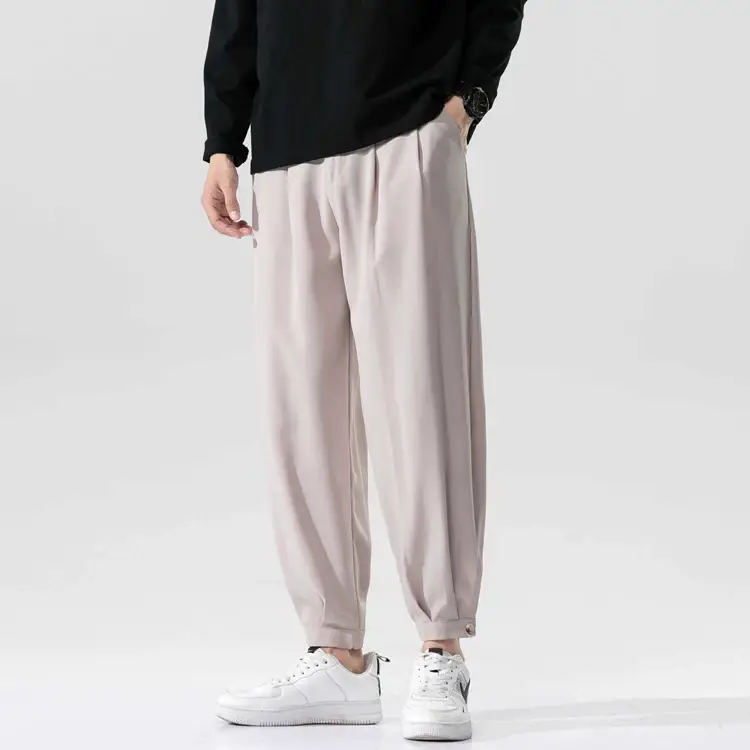 2021 Men's Gray Ice Silk Ankle Pants — feature 25