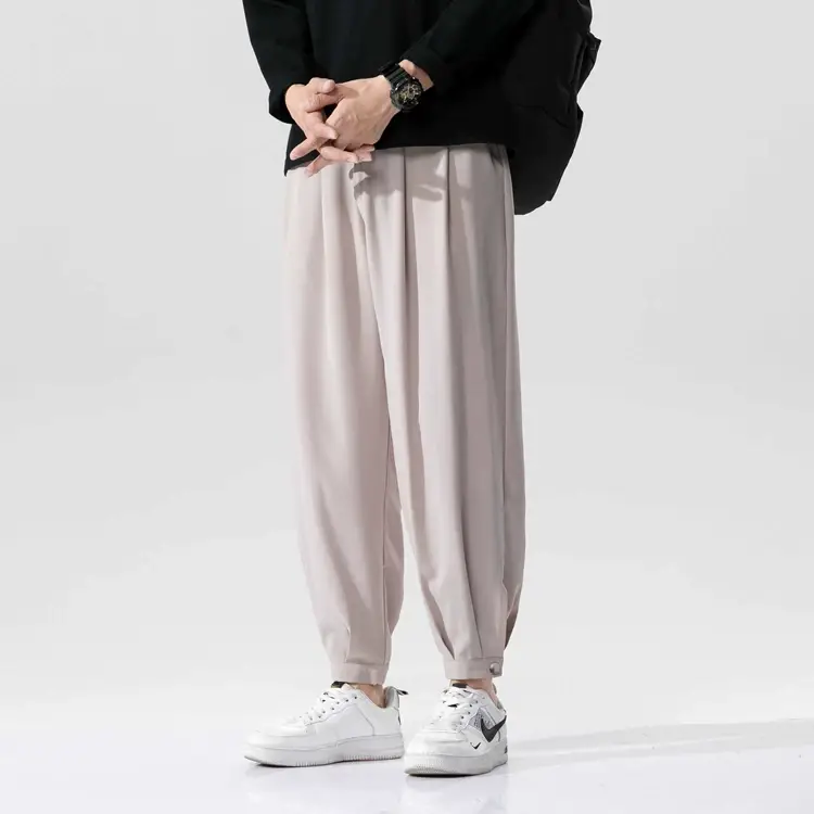 2021 Men's Gray Ice Silk Ankle Pants — feature 26