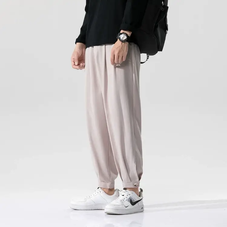 2021 Men's Gray Ice Silk Ankle Pants — feature 27