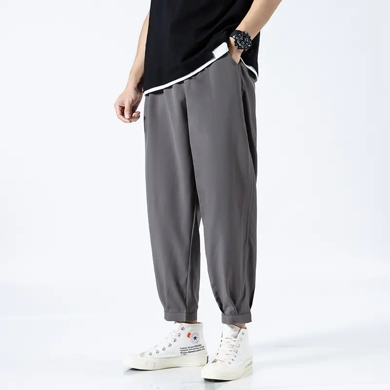 2021 Men's Gray Ice Silk Ankle Pants - Image 2