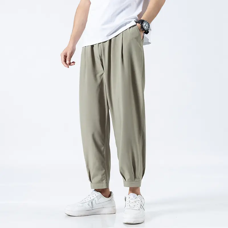 2021 Men's Gray Ice Silk Ankle Pants - Image 3