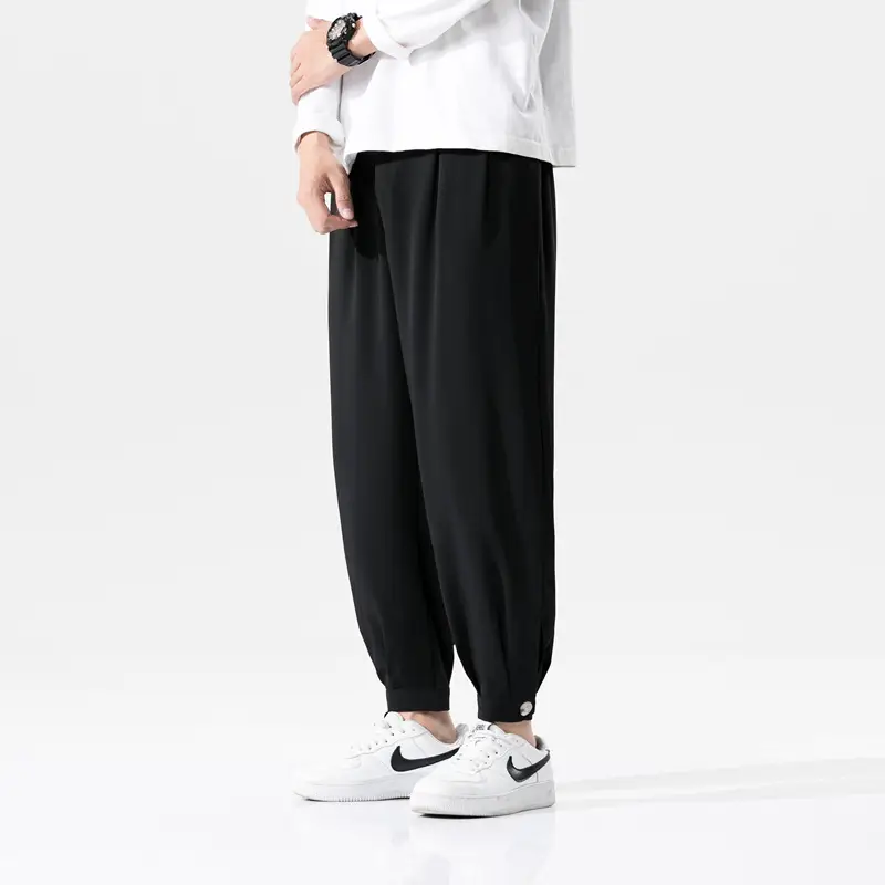 2021 Men's Gray Ice Silk Ankle Pants - Image 4