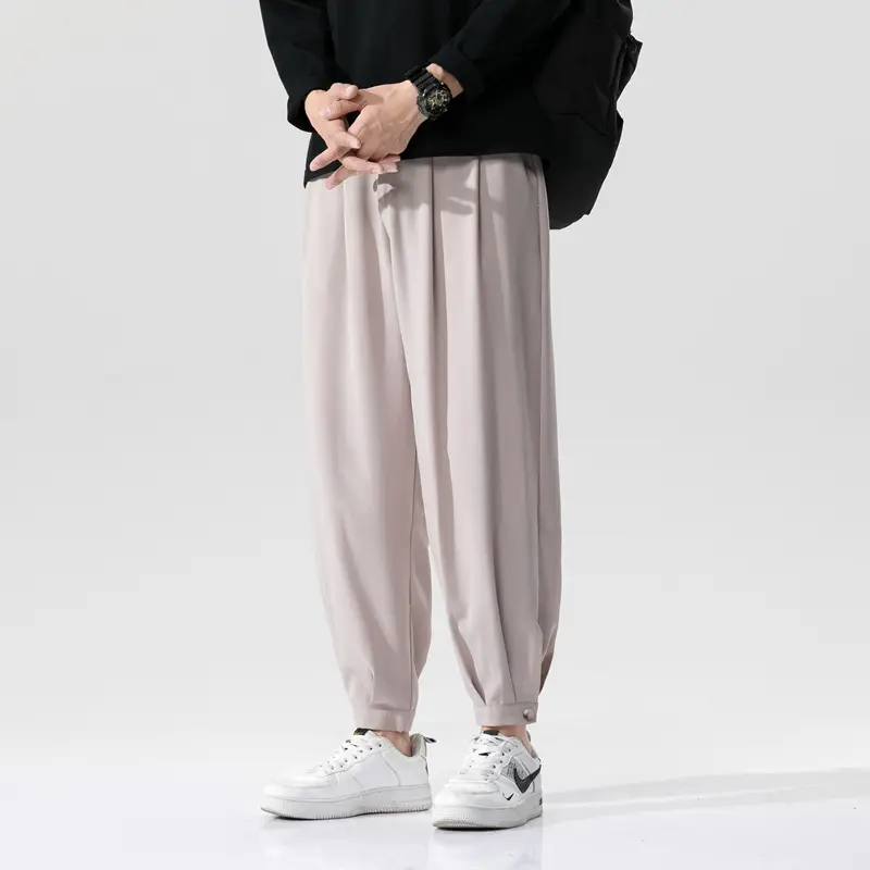 2021 Men's Gray Ice Silk Ankle Pants - Image 5