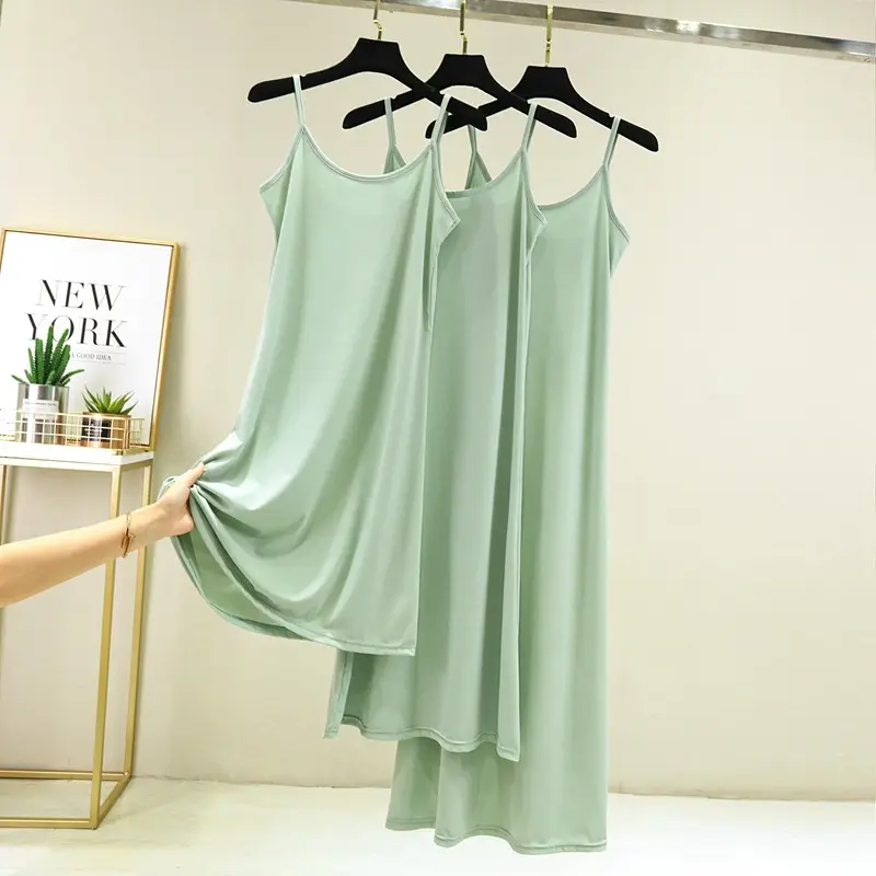 Summer Ice Silk Sleeveless Skirt Dress Large