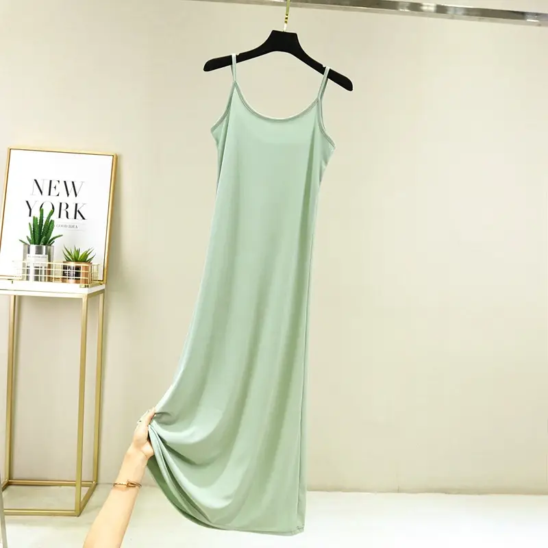 Summer Ice Silk Sleeveless Skirt Dress Large