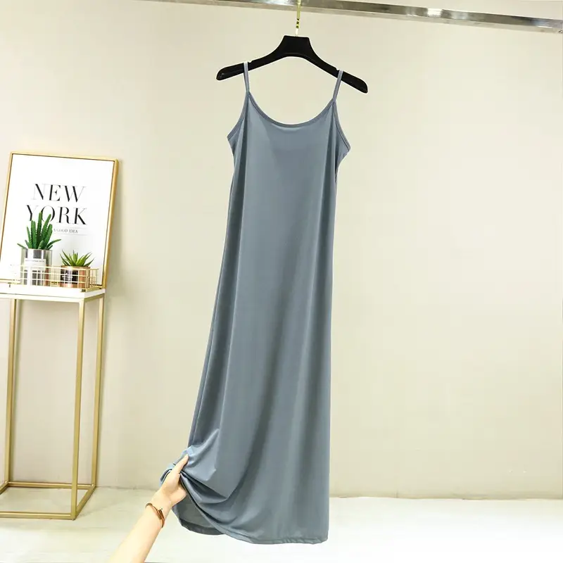 Summer Ice Silk Sleeveless Skirt Dress Large