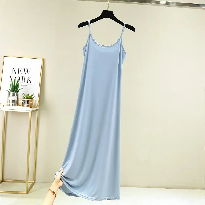 Summer Ice Silk Sleeveless Skirt Dress Large