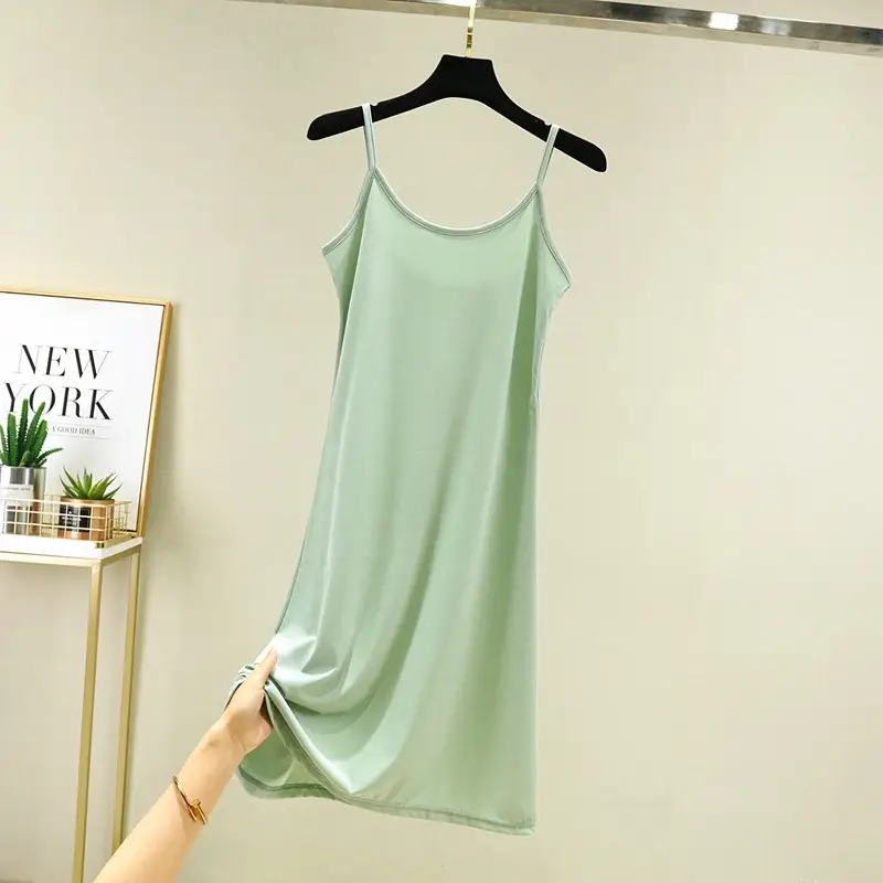 Summer Ice Silk Sleeveless Skirt Dress Large
