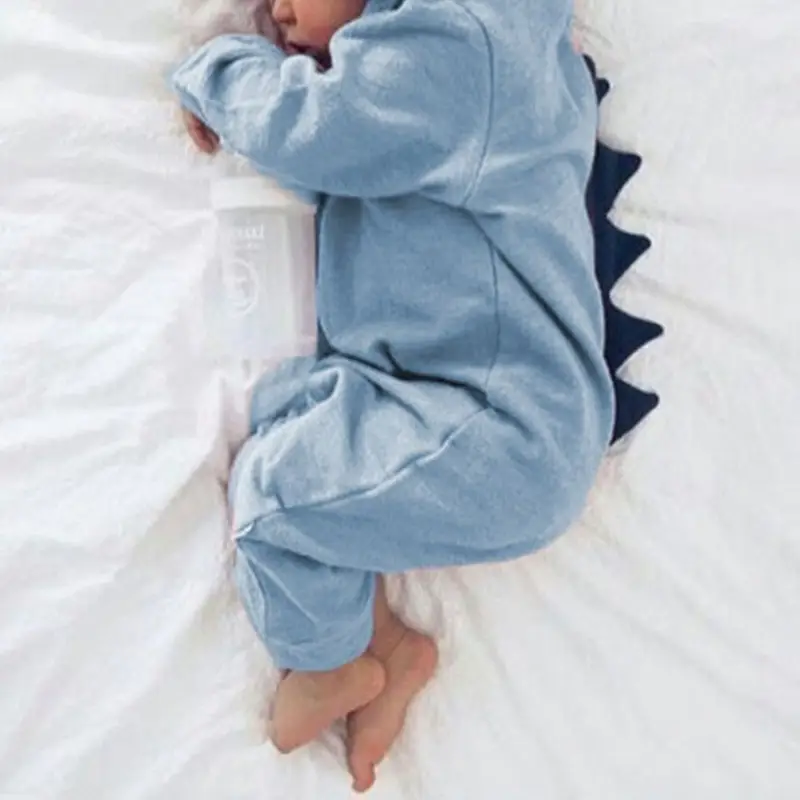Cute Dinosaur Hooded Jumpsuit for Baby Girls Green - Image 8