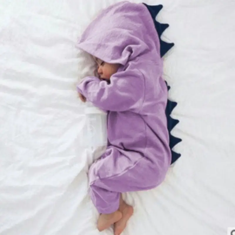 Cute Dinosaur Hooded Jumpsuit for Baby Girls Green - Image 9