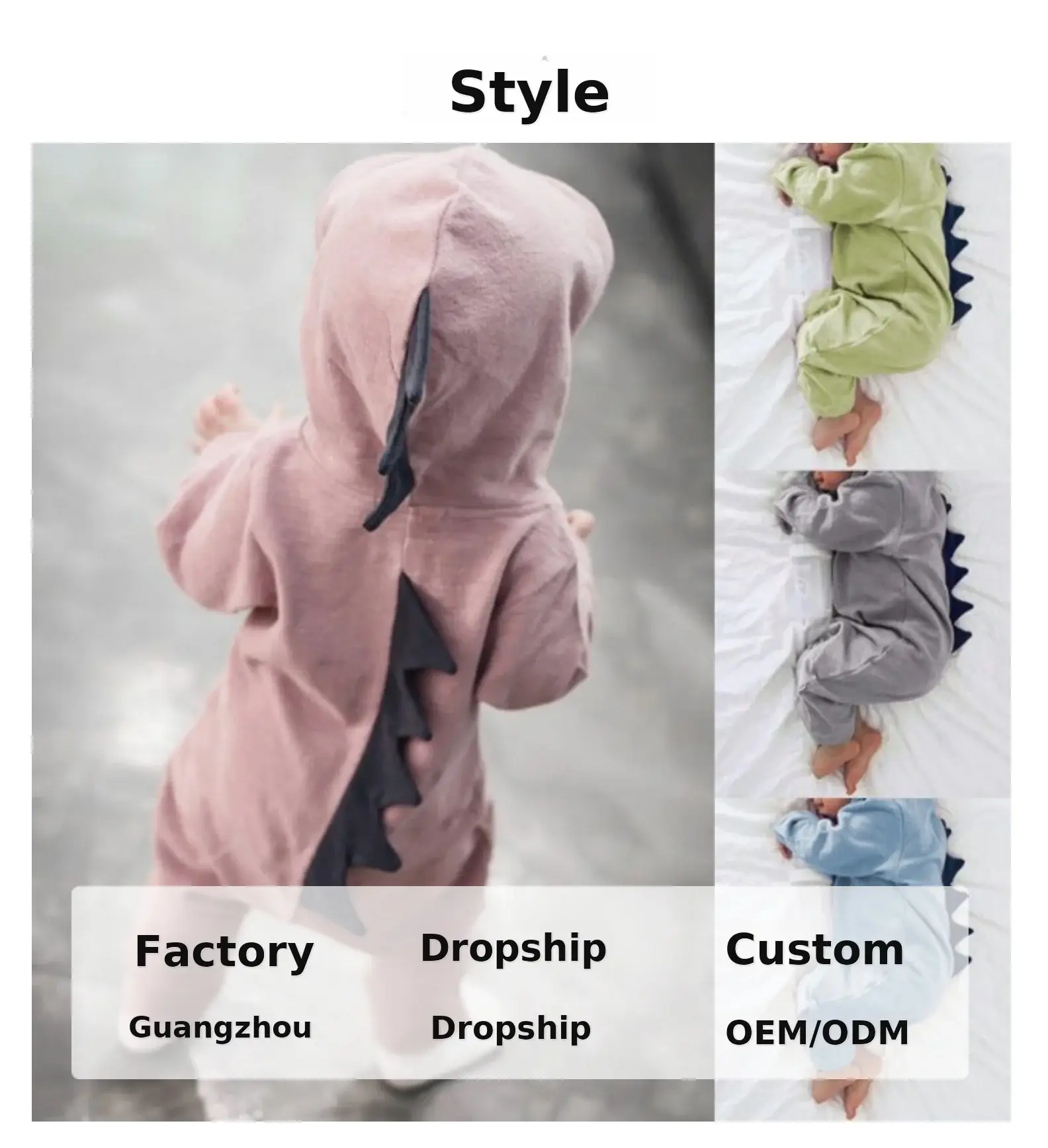 Cute Dinosaur Hooded Jumpsuit for Baby Girls Green — feature 15