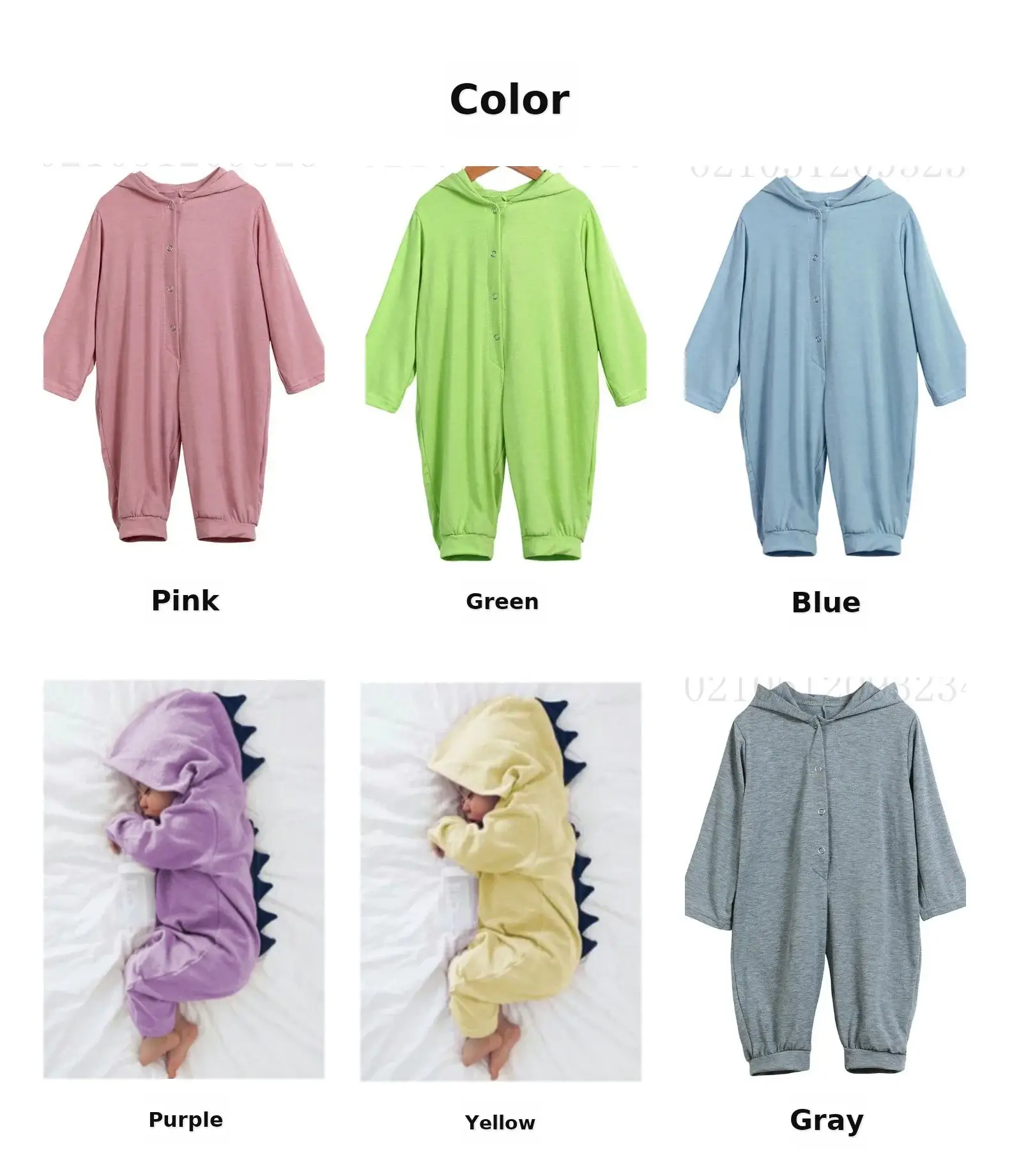 Cute Dinosaur Hooded Jumpsuit for Baby Girls Green — feature 2