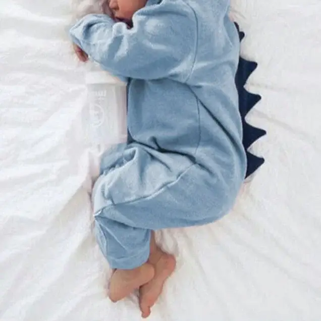 Cute Dinosaur Hooded Jumpsuit for Baby Girls Green — feature 6