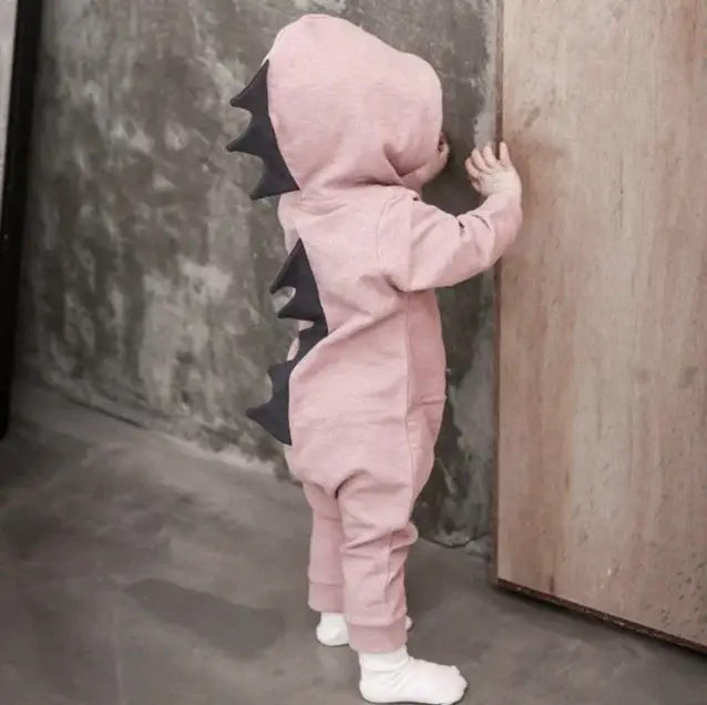 Cute Dinosaur Hooded Jumpsuit for Baby Girls Green — feature 8