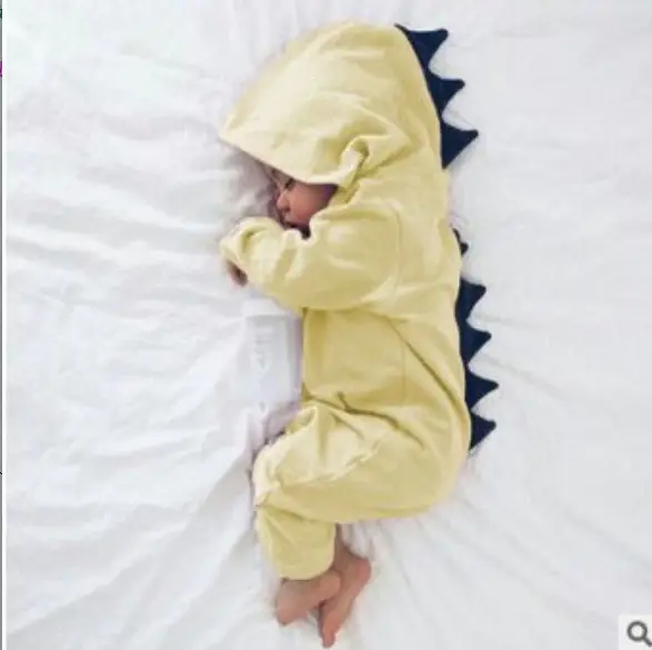 Cute Dinosaur Hooded Jumpsuit for Baby Girls Green - Image 4