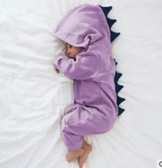 Cute Dinosaur Hooded Jumpsuit for Baby Girls Green - Image 5