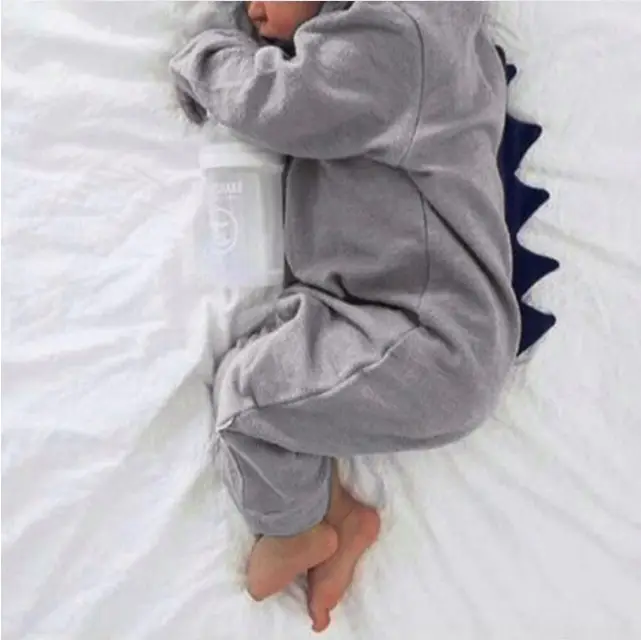 Cute Dinosaur Hooded Jumpsuit for Baby Girls Green - Image 6