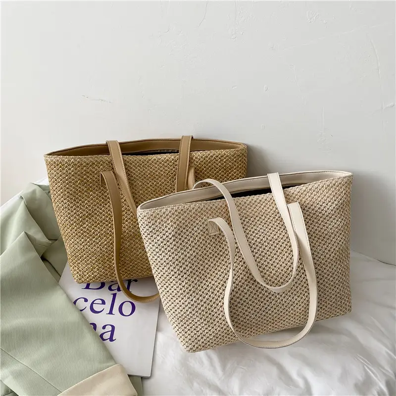 Women Woven Large Tote Bag 2021 Spring Korean Style - Image 4