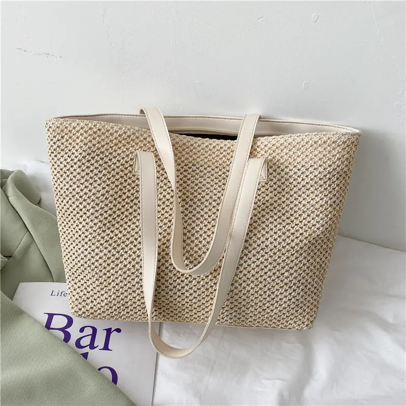 Women Woven Large Tote Bag 2021 Spring Korean Style - Image 2