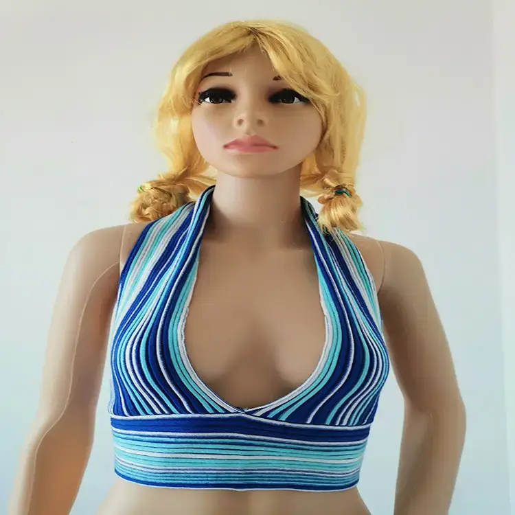 2025 Spring Striped Knit Camisole Women Blue White - Image 12