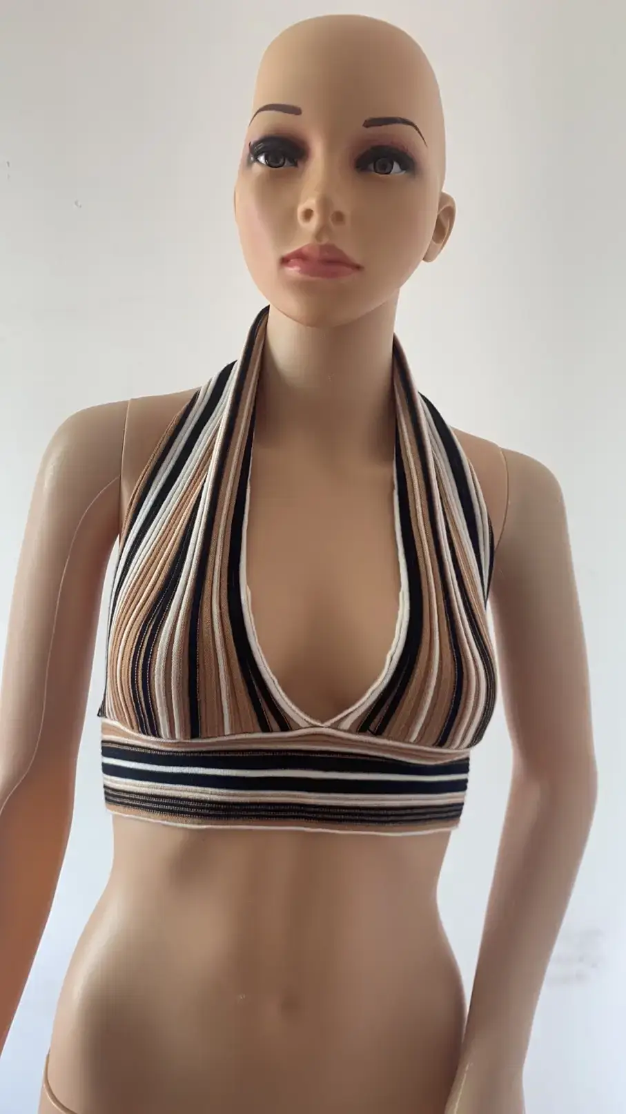 2025 Spring Striped Knit Camisole Women Blue White - Image 9